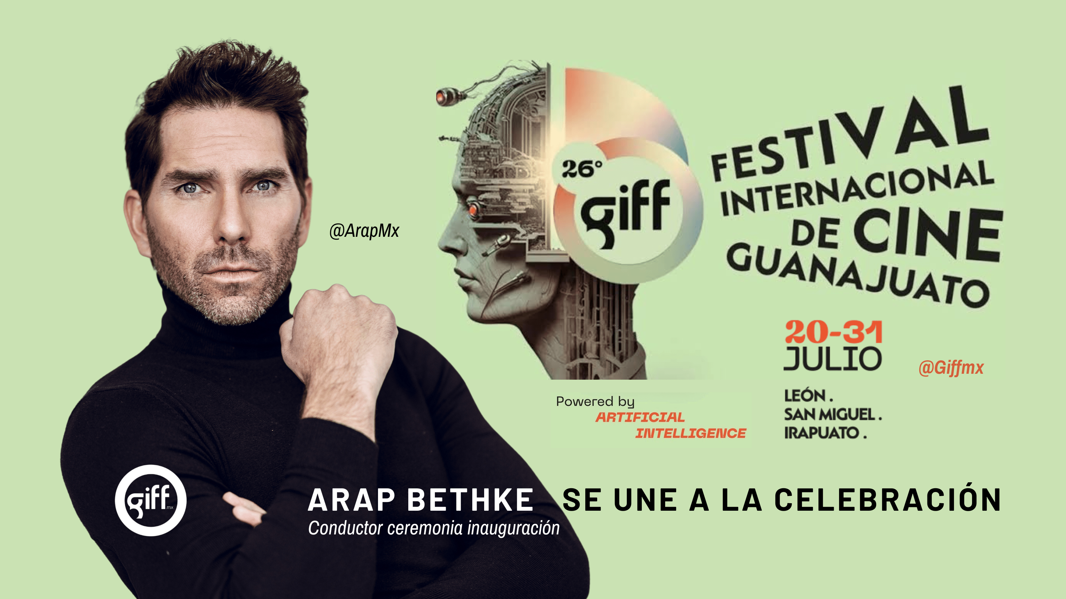 Arap Bethke conducirá la gala inaugural del Festival Internacional de Cine de Guanajuato