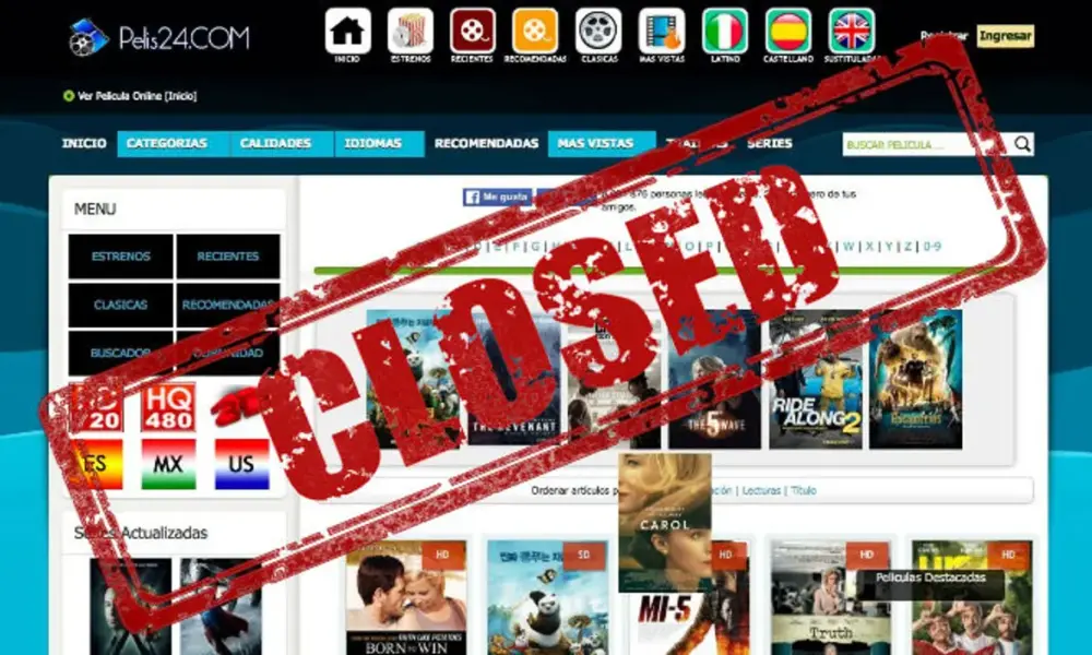 Cierre de pelis24