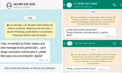 Las estafas en WhatsApp suelen darse mediante números con prefijos internacionales