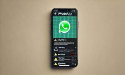 Imagen de un iPhone con modificaciones de WhatsApp y advertencias sobre el uso de Watusi