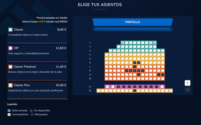 Cinesa experimenta con precios de butacas variables en España